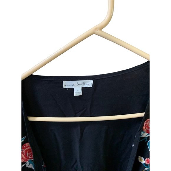 Nine Britton Womens Size XL Oversize Embroidered Jacket Open Front Cardigan Shor - Picture 13 of 13